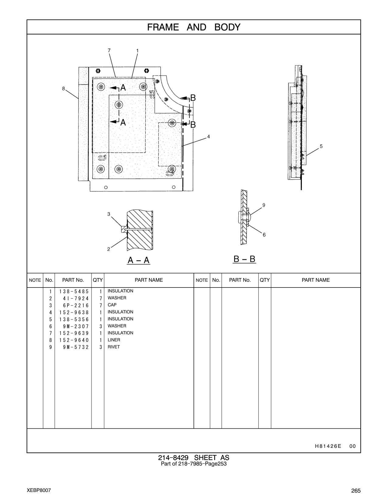 138-5356 INSULATION CAT parts manual diagram