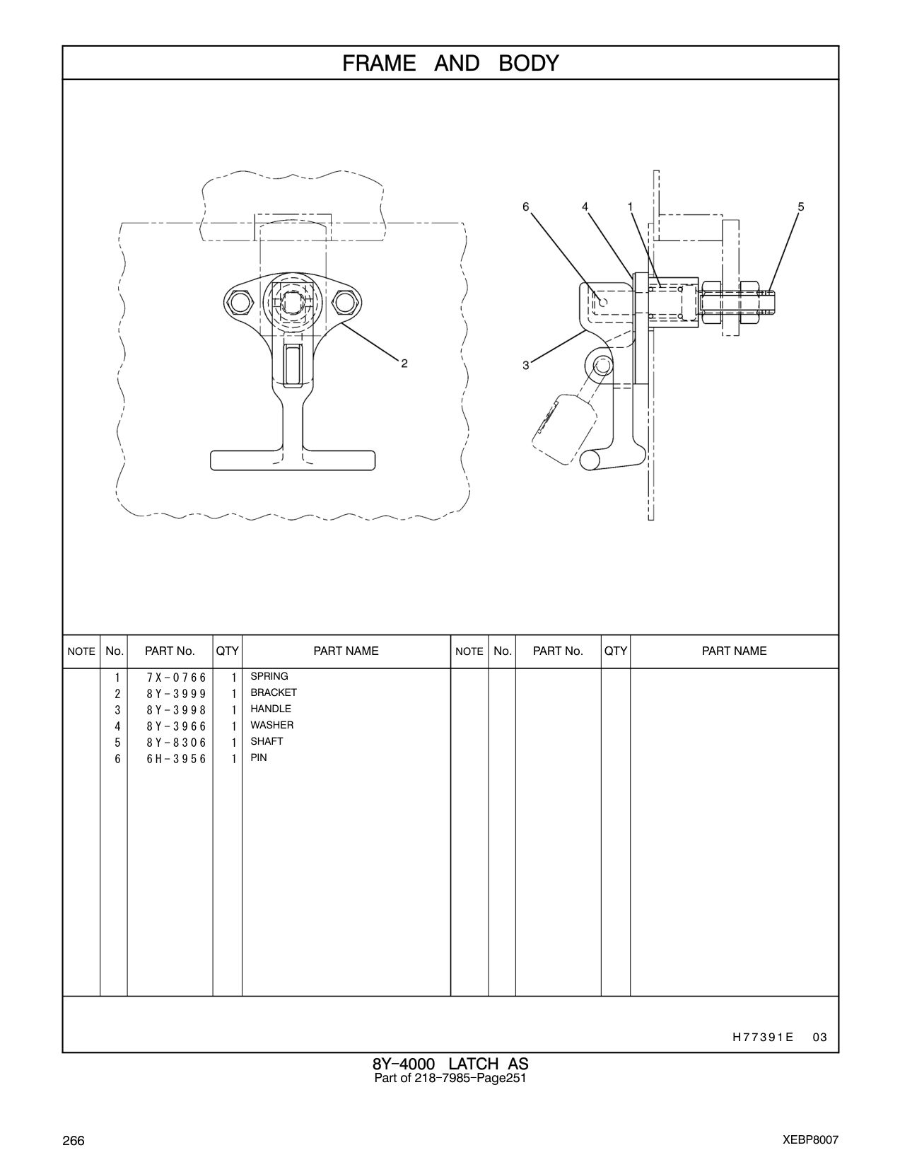 8Y-3998 HANDLE CAT parts manual diagram