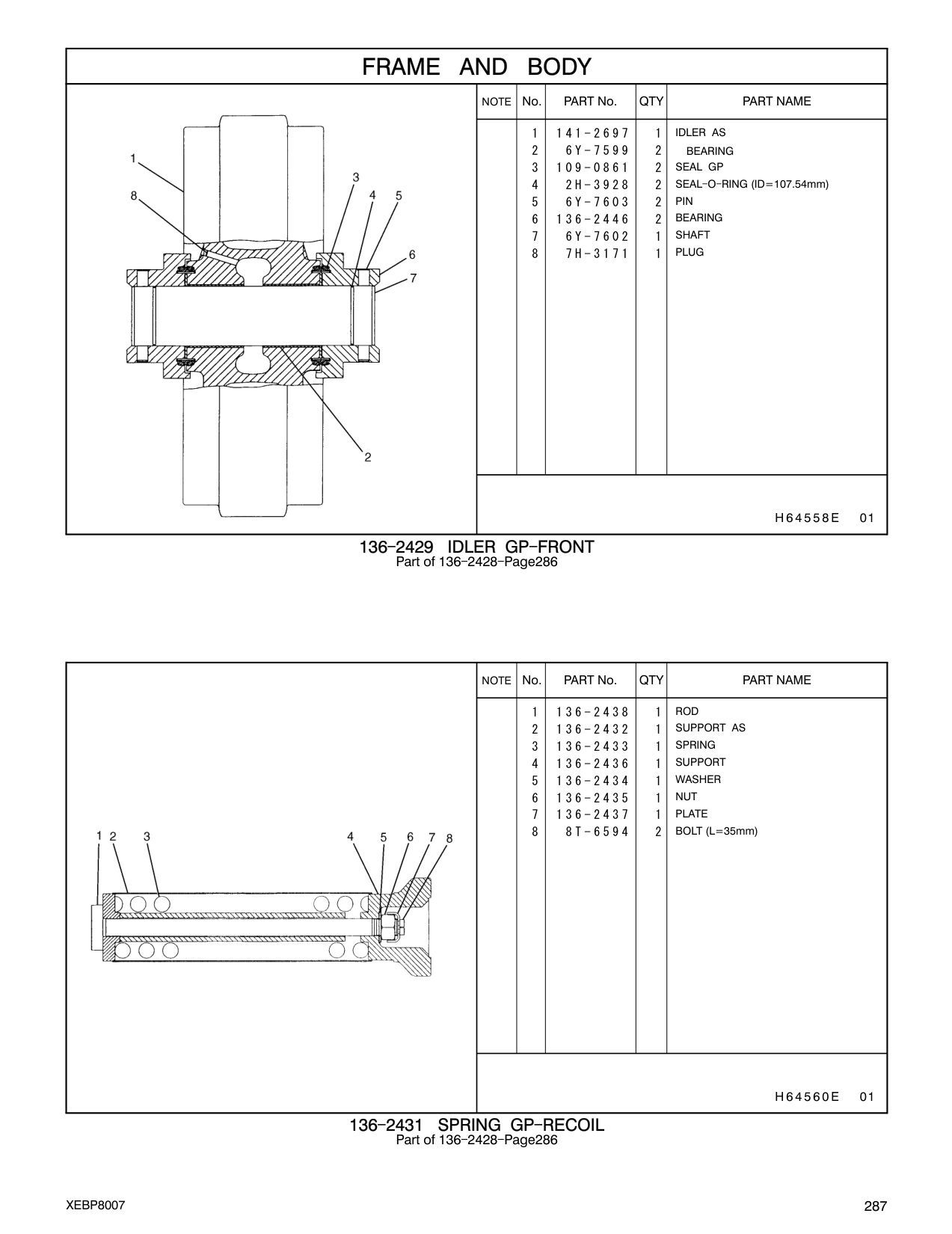 136-2432 SUPPORT AS CAT parts manual diagram