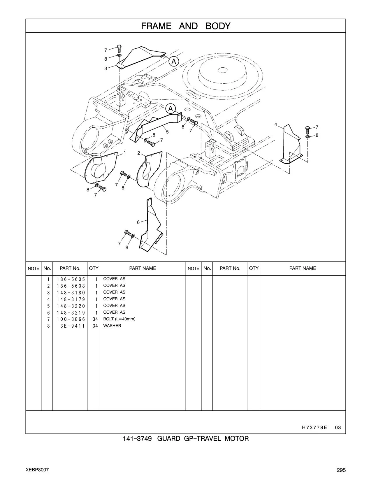 186-5605 COVER AS CAT parts manual diagram