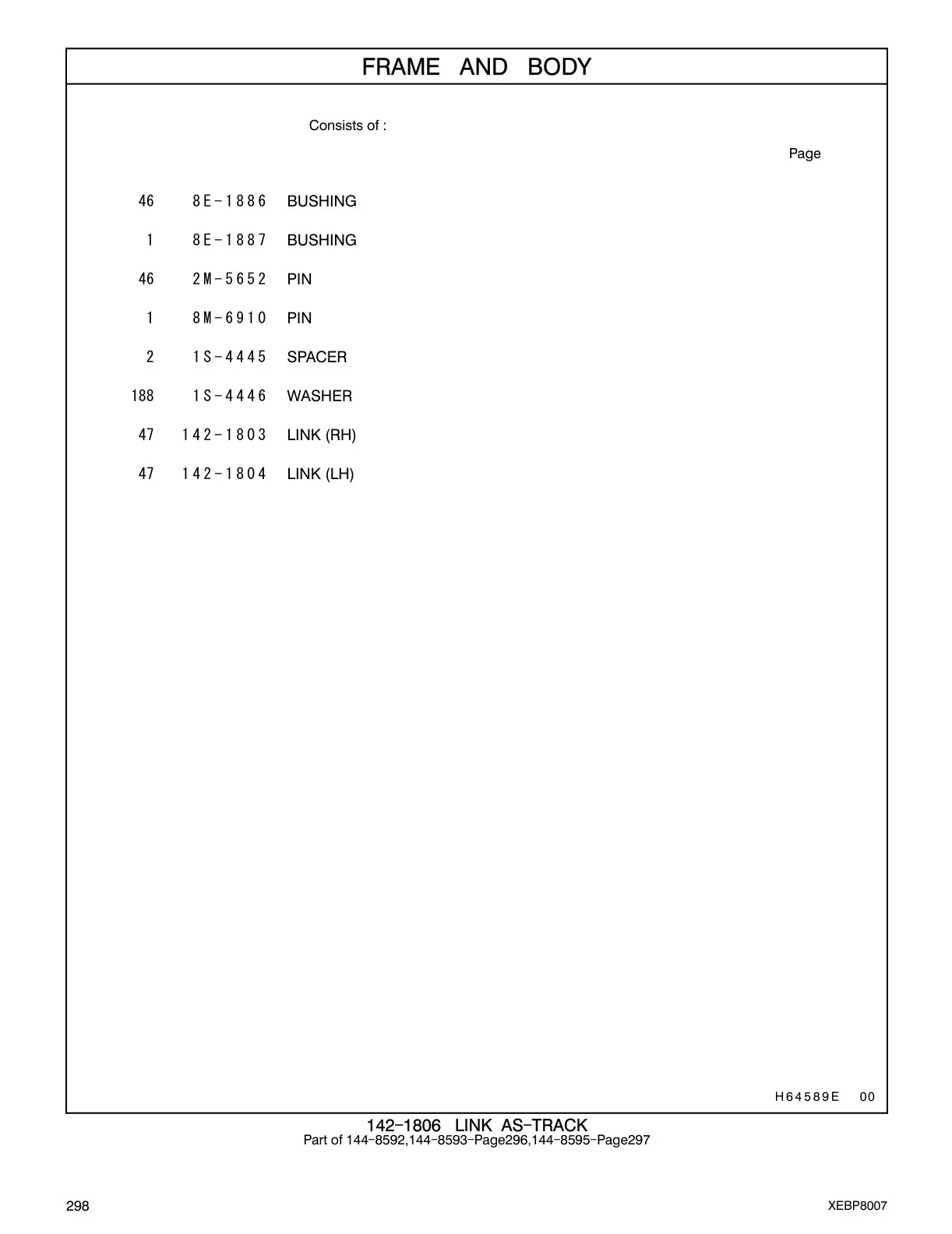 8E-1887 BUSHING CAT parts manual diagram