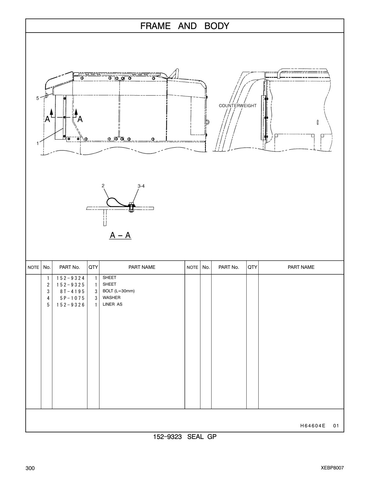 152-9325 SHEET CAT parts manual diagram