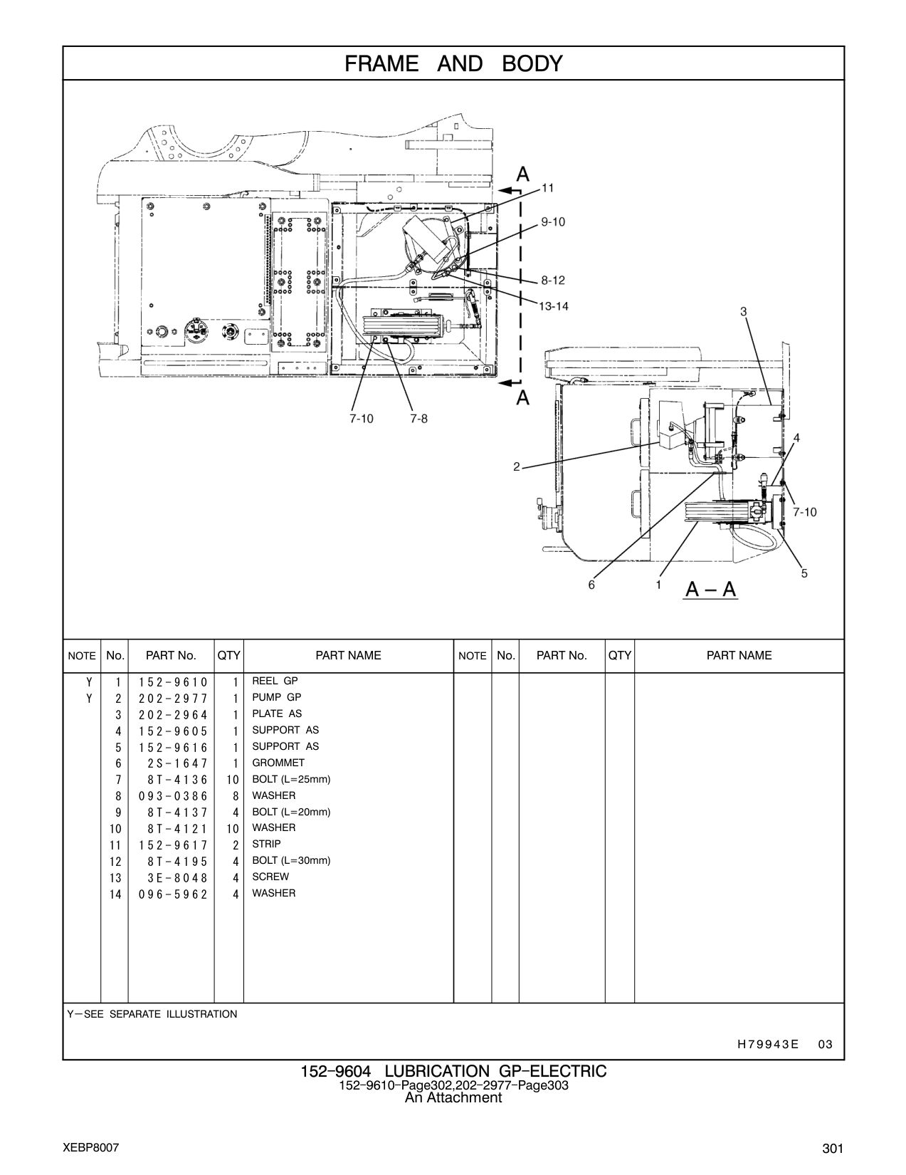 152-9616 SUPPORT AS CAT parts manual diagram