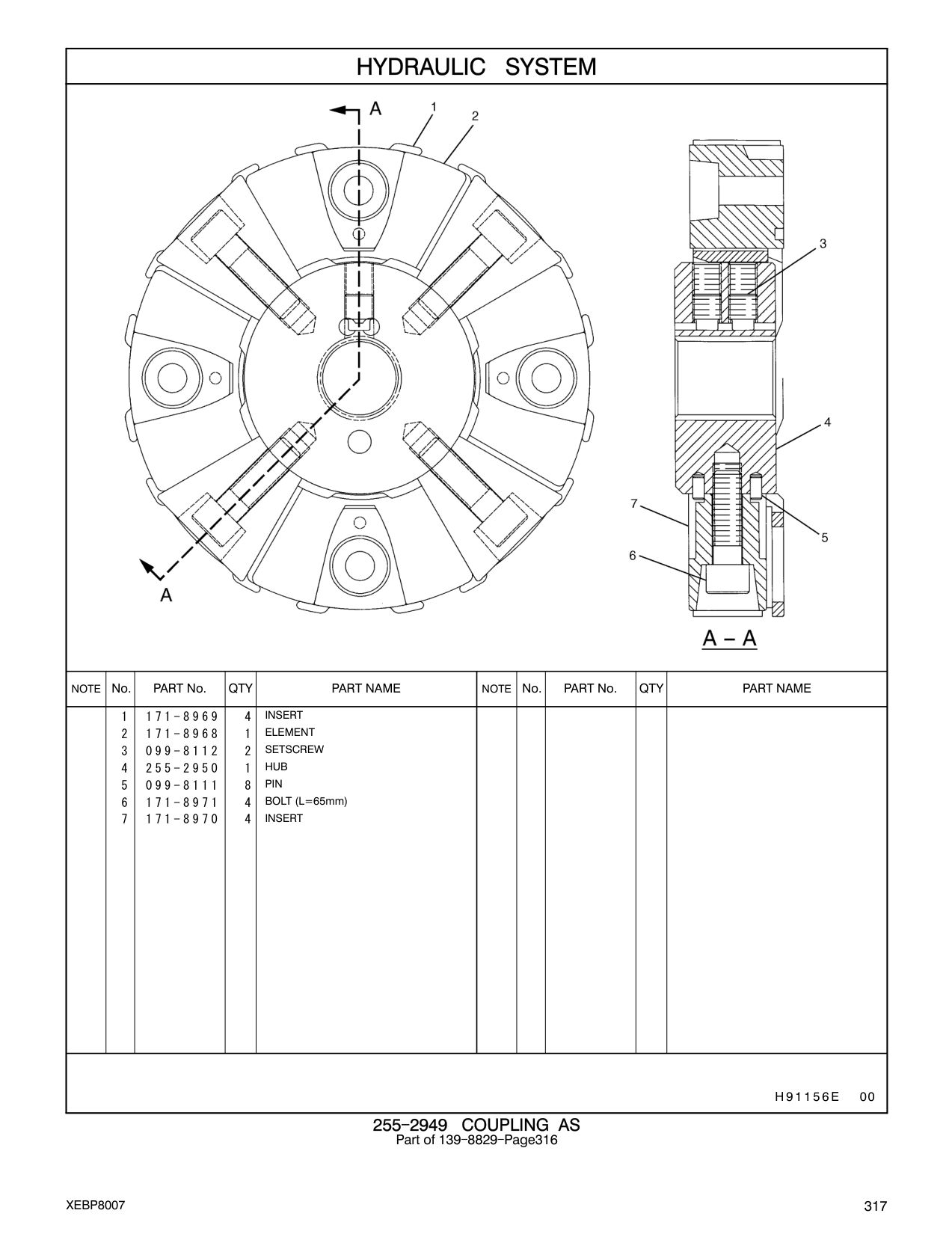 171-8970 INSERT CAT parts manual diagram