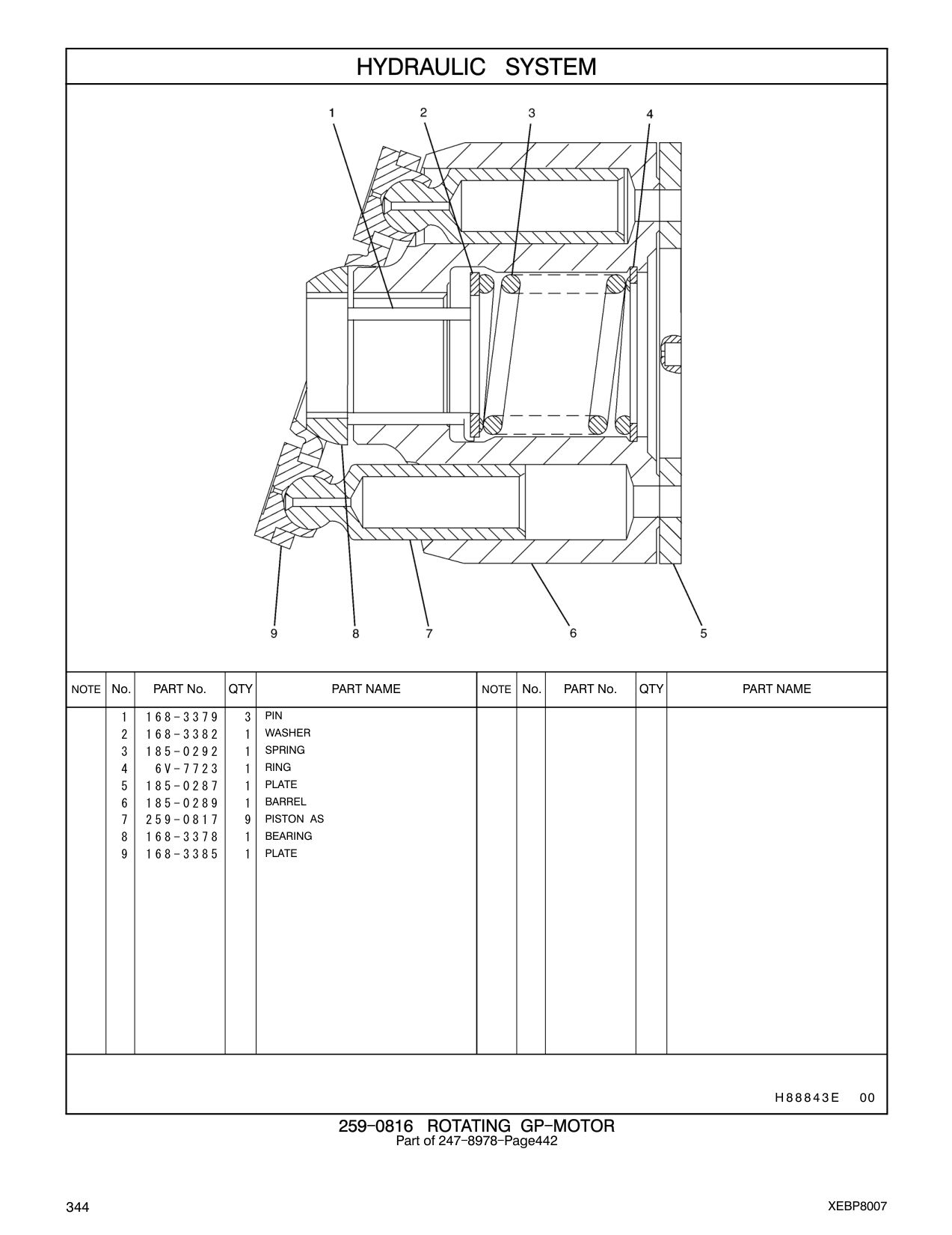 168-3382 WASHER CAT parts manual diagram