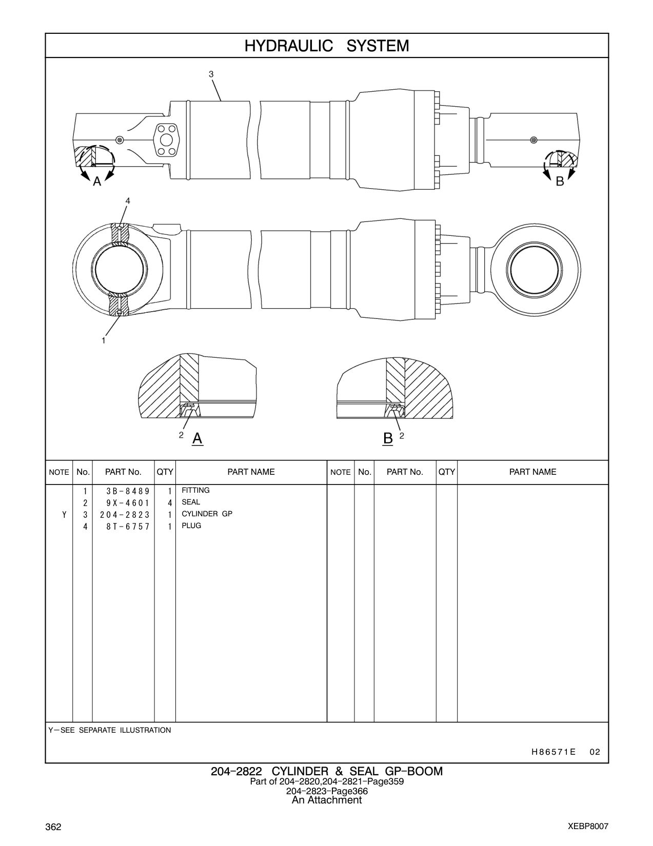 204-2823 CYLINDER GP CAT parts manual diagram