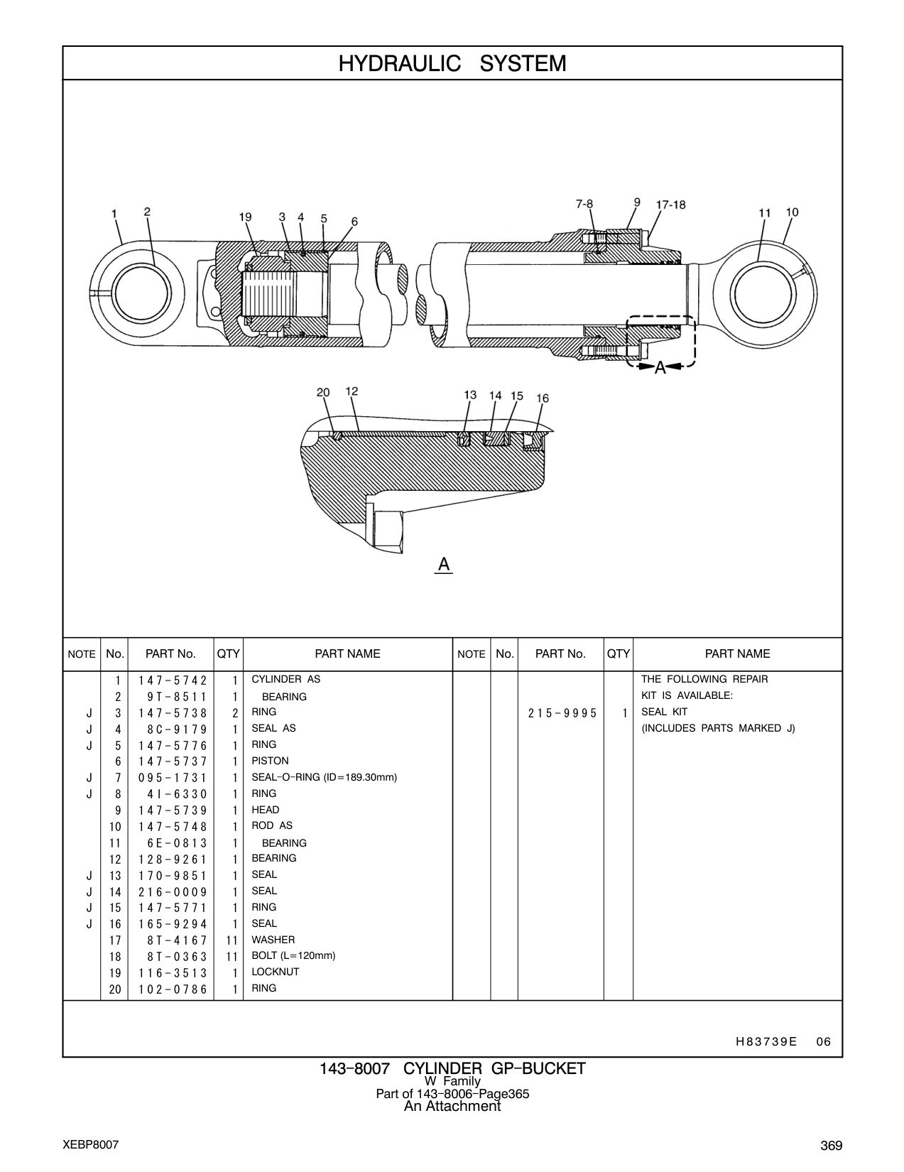 6E-0813 BEARING CAT parts manual diagram