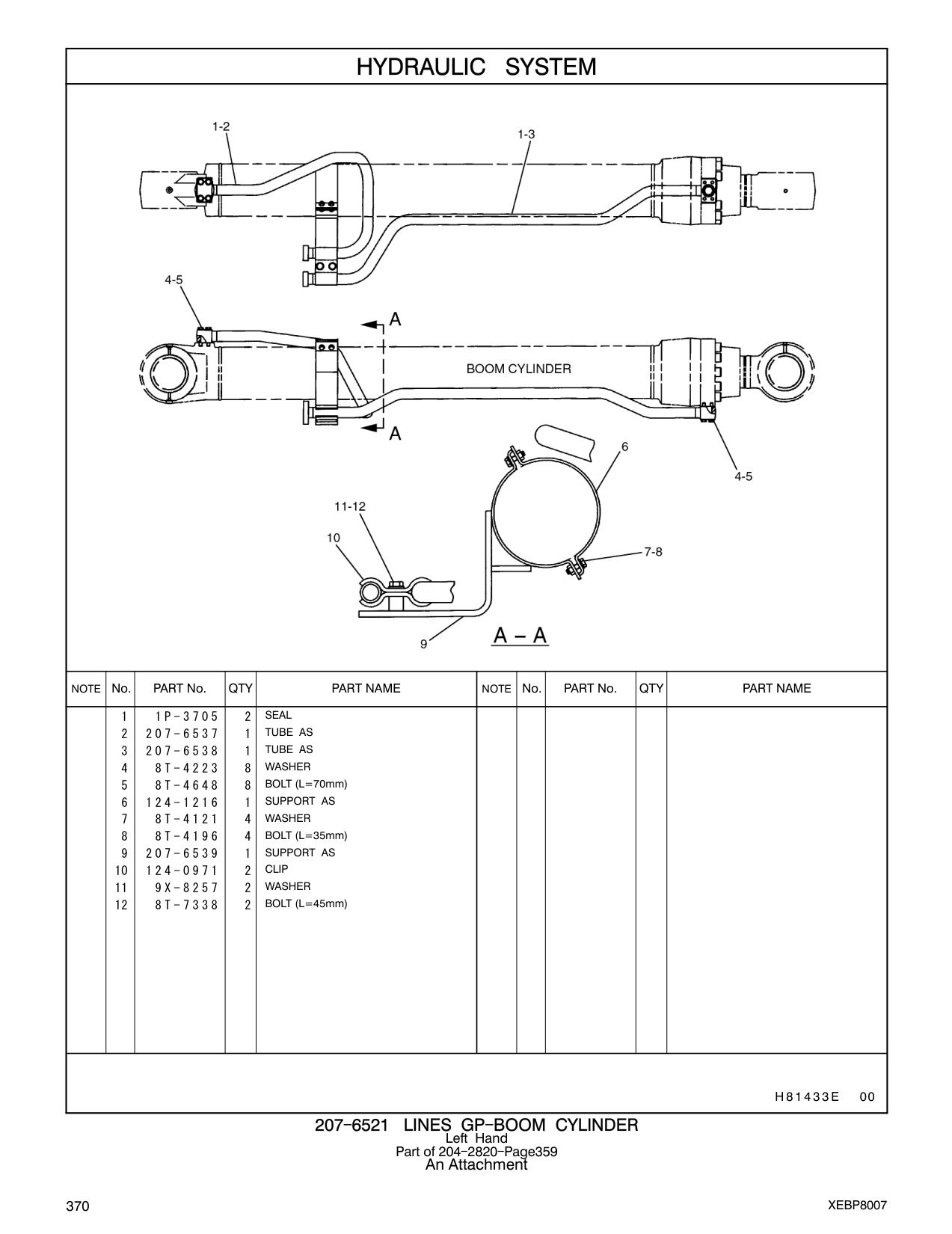 207-6539 SUPPORT AS CAT parts manual diagram