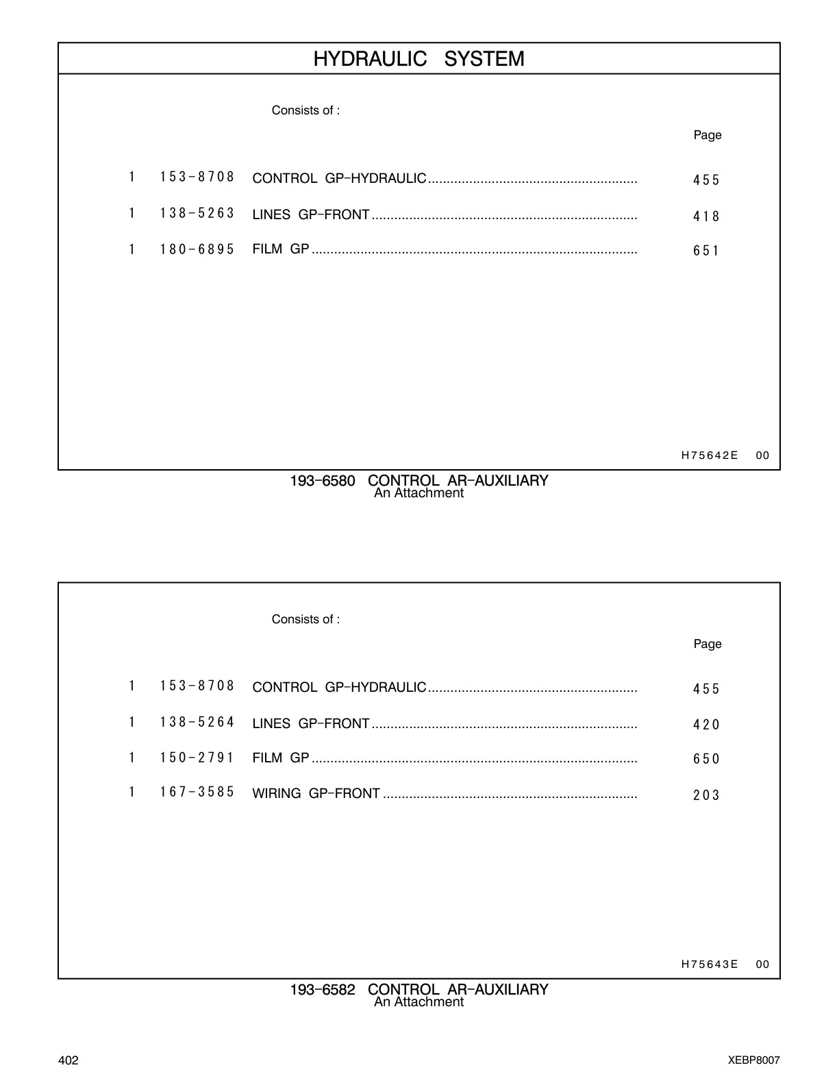 153-8708 CONTROL GP-HYDRAULIC CAT parts manual diagram