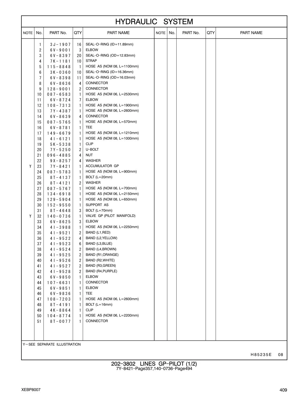 087-5765 HOSE AS (NOM 06, L=570mm) CAT parts manual diagram
