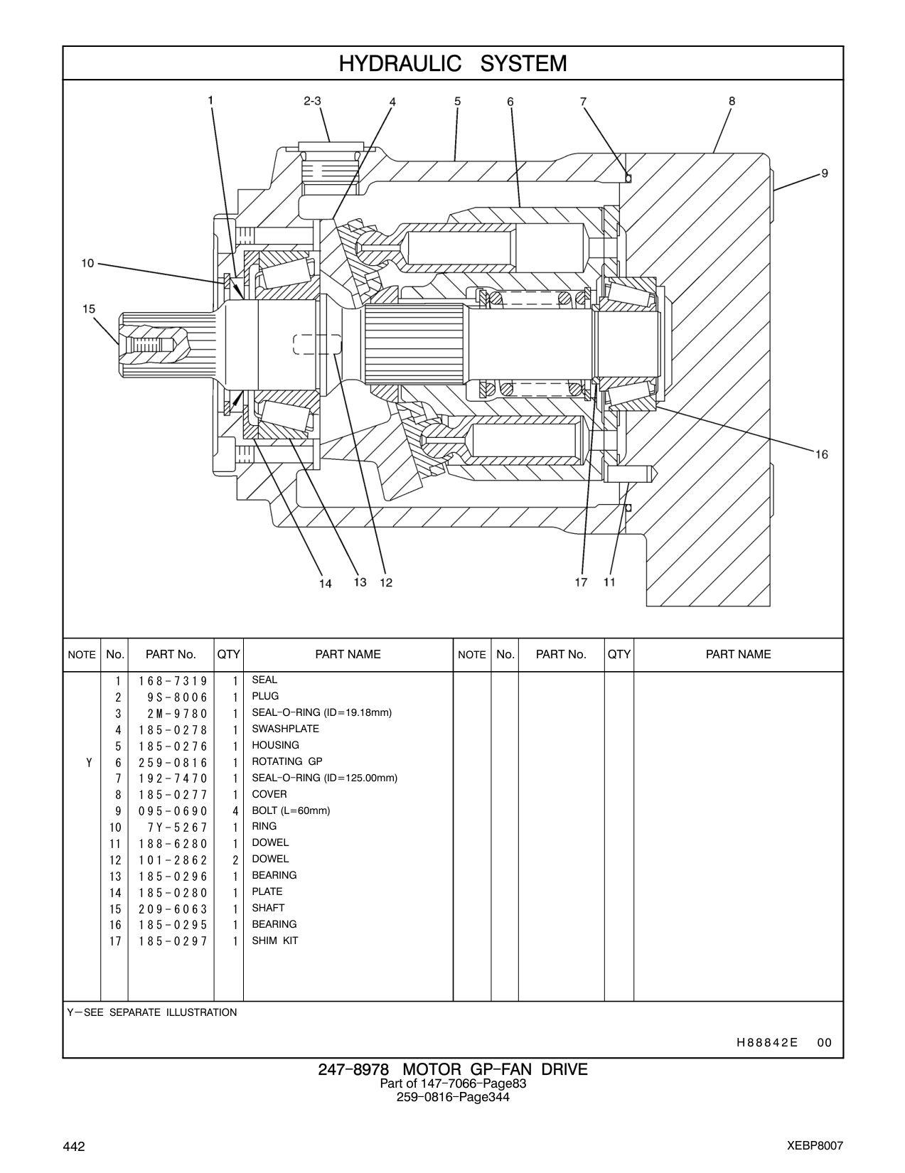 192-7470 SEAL-O-RING (ID=125.00mm) CAT parts manual diagram