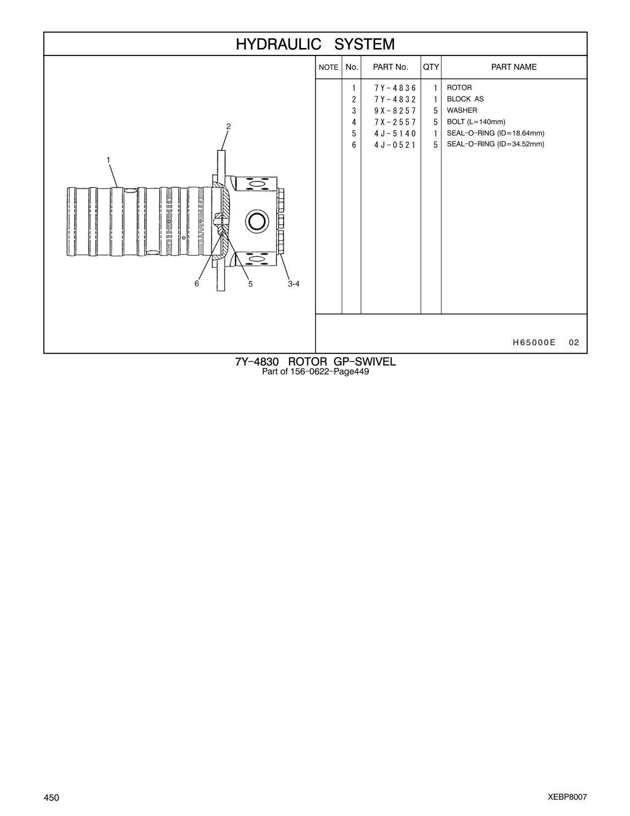 7Y-4836 ROTOR CAT parts manual diagram