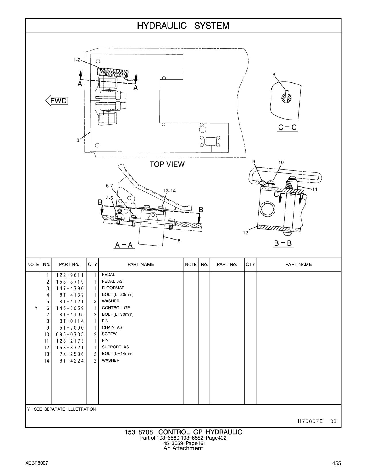 153-8721 SUPPORT AS CAT parts manual diagram