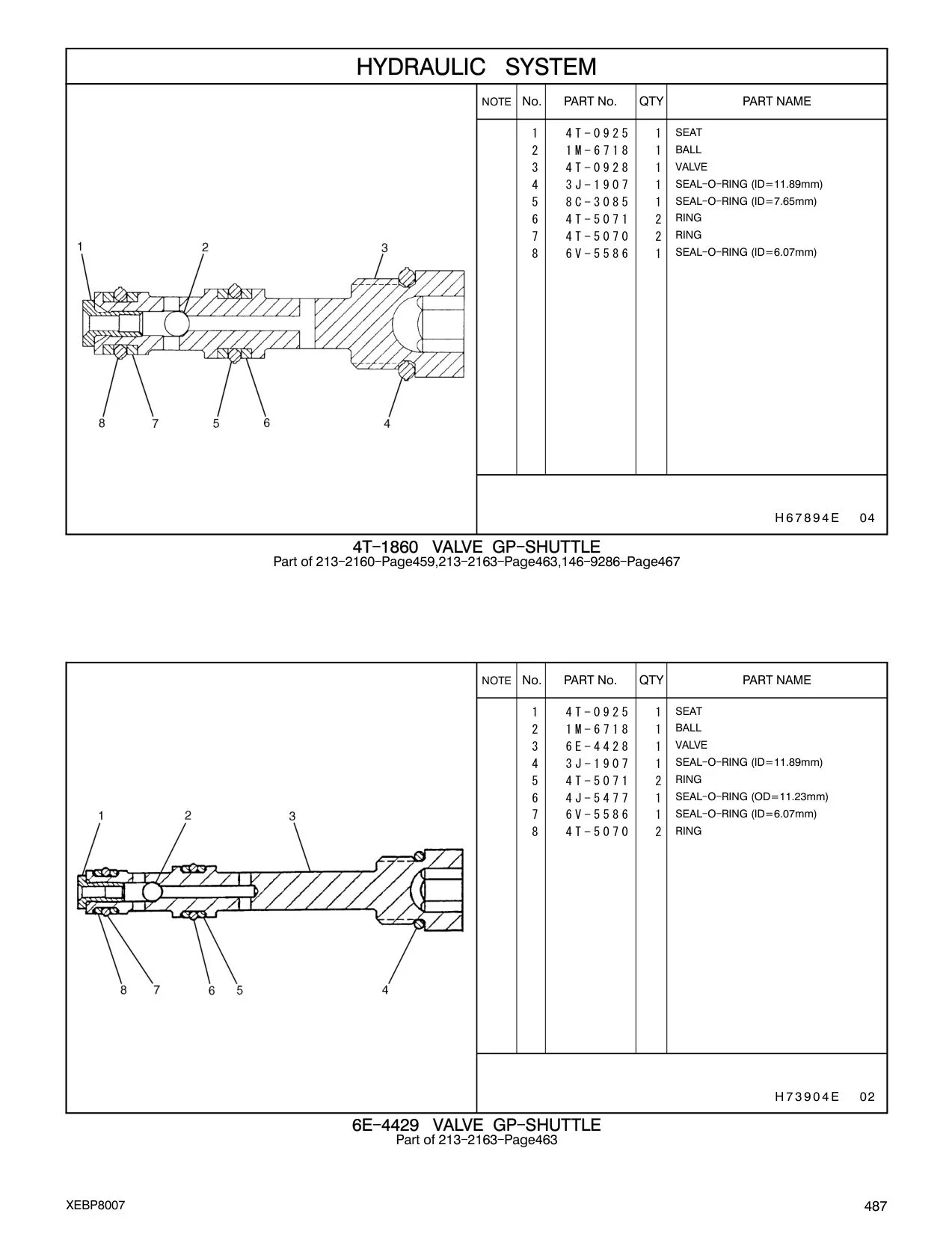 6E-4428 VALVE CAT parts manual diagram