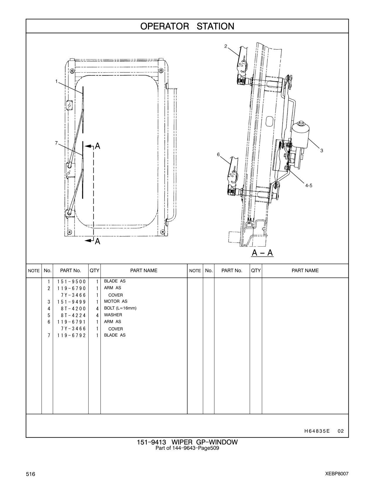 151-9499 MOTOR AS CAT parts manual diagram