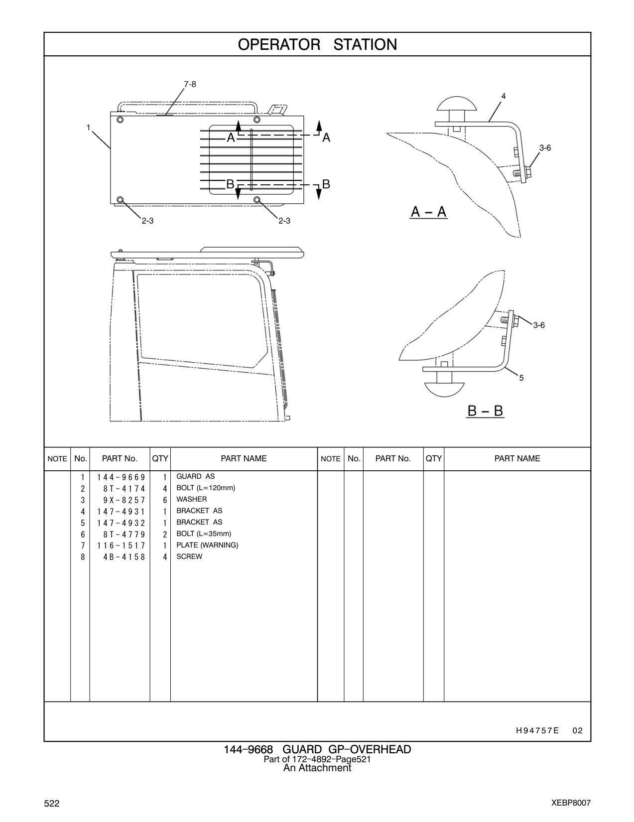 144-9669 GUARD AS CAT parts manual diagram