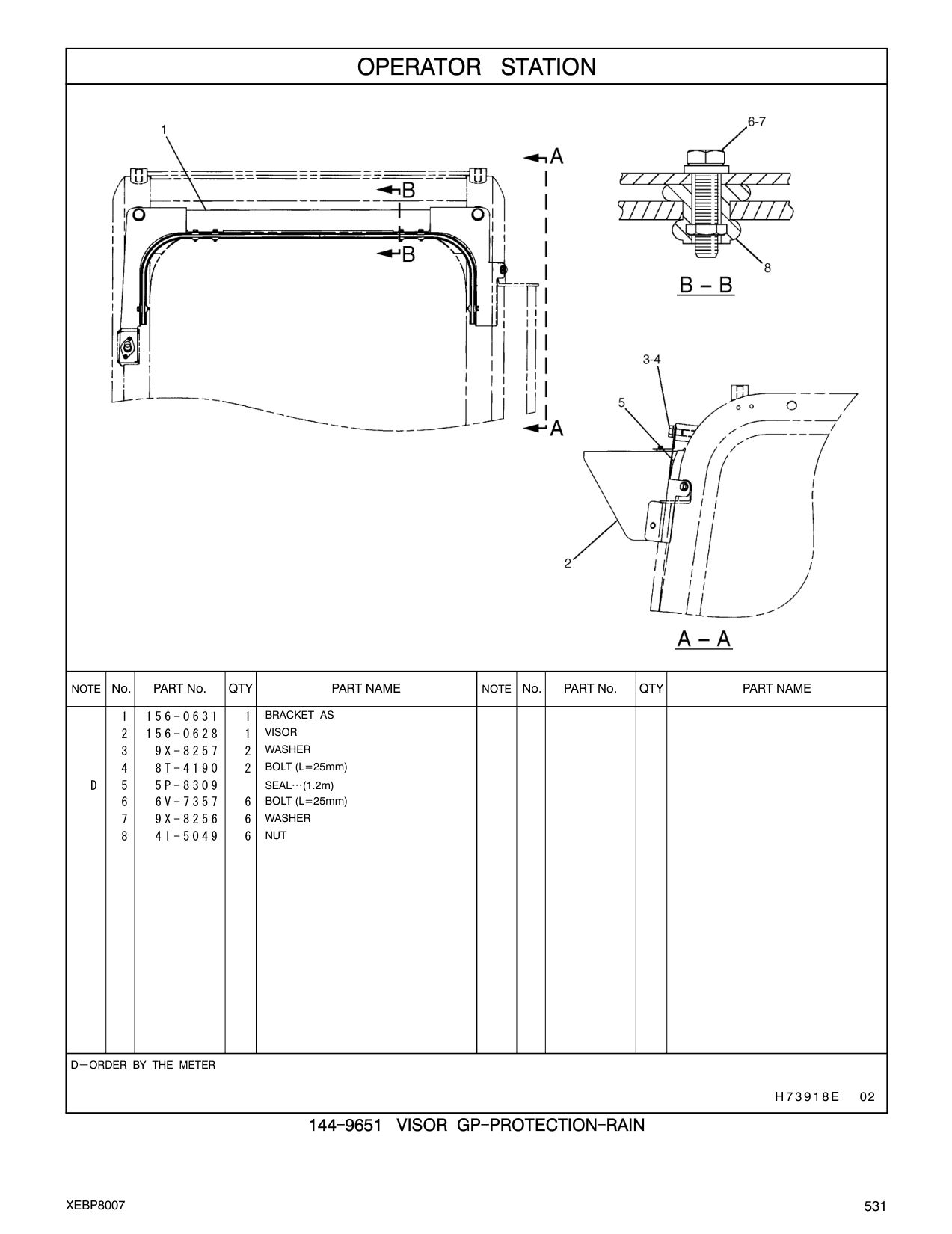 156-0631 BRACKET AS CAT parts manual diagram