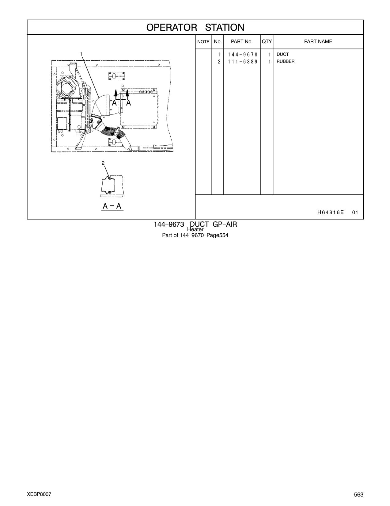 144-9678 DUCT CAT parts manual diagram
