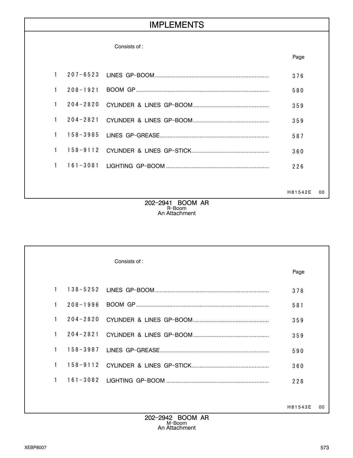 204-2821 - CYLINDER & LINES GP-BOOM
