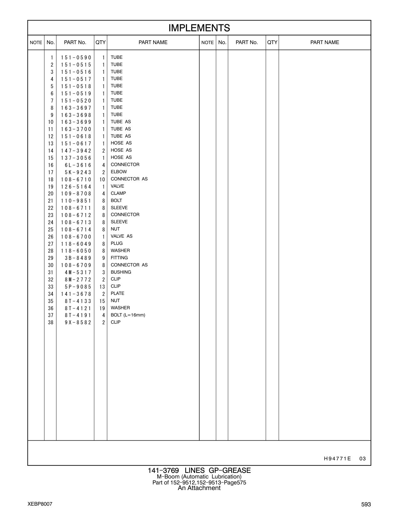 151-0617 HOSE AS CAT parts manual diagram