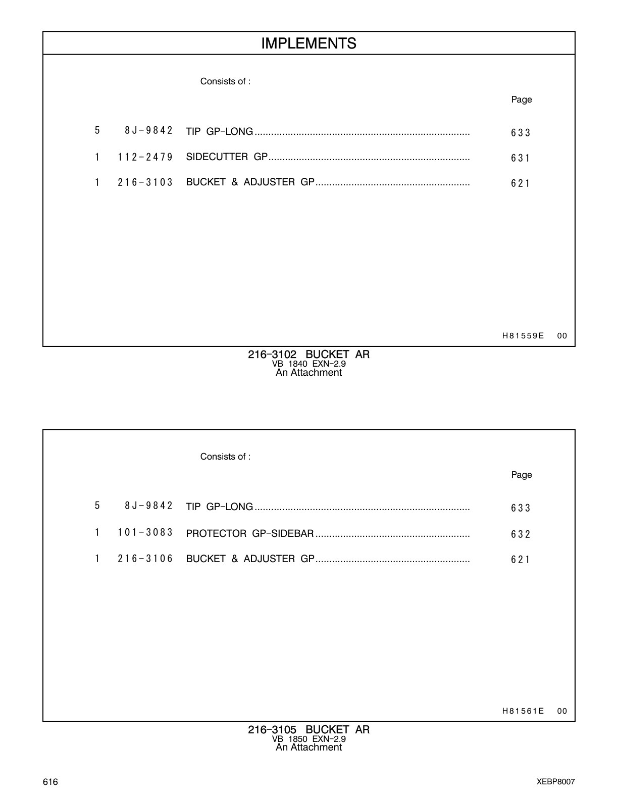 216-3103 - BUCKET & ADJUSTER GP