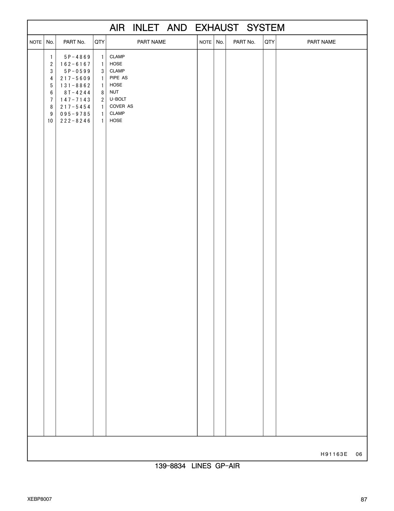 217-5454 COVER AS CAT parts manual diagram