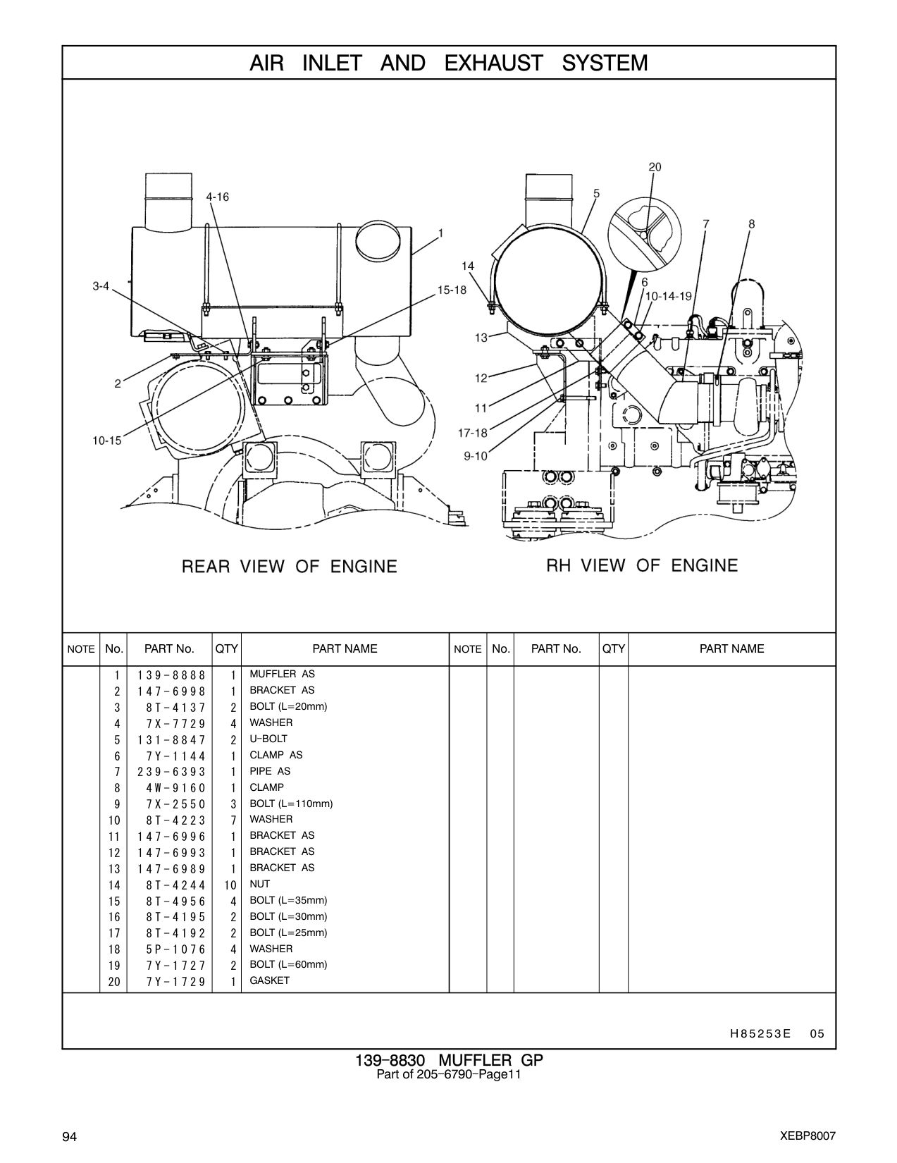7Y-1144 CLAMP AS CAT parts manual diagram