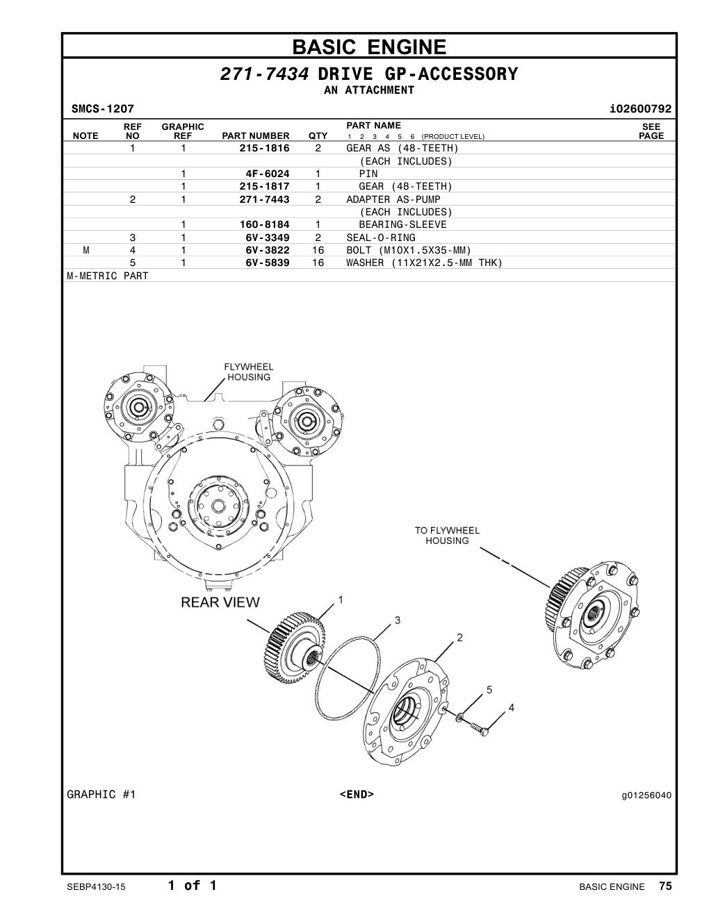 271-7443 ADAPTER AS-PUMP CAT parts manual diagram