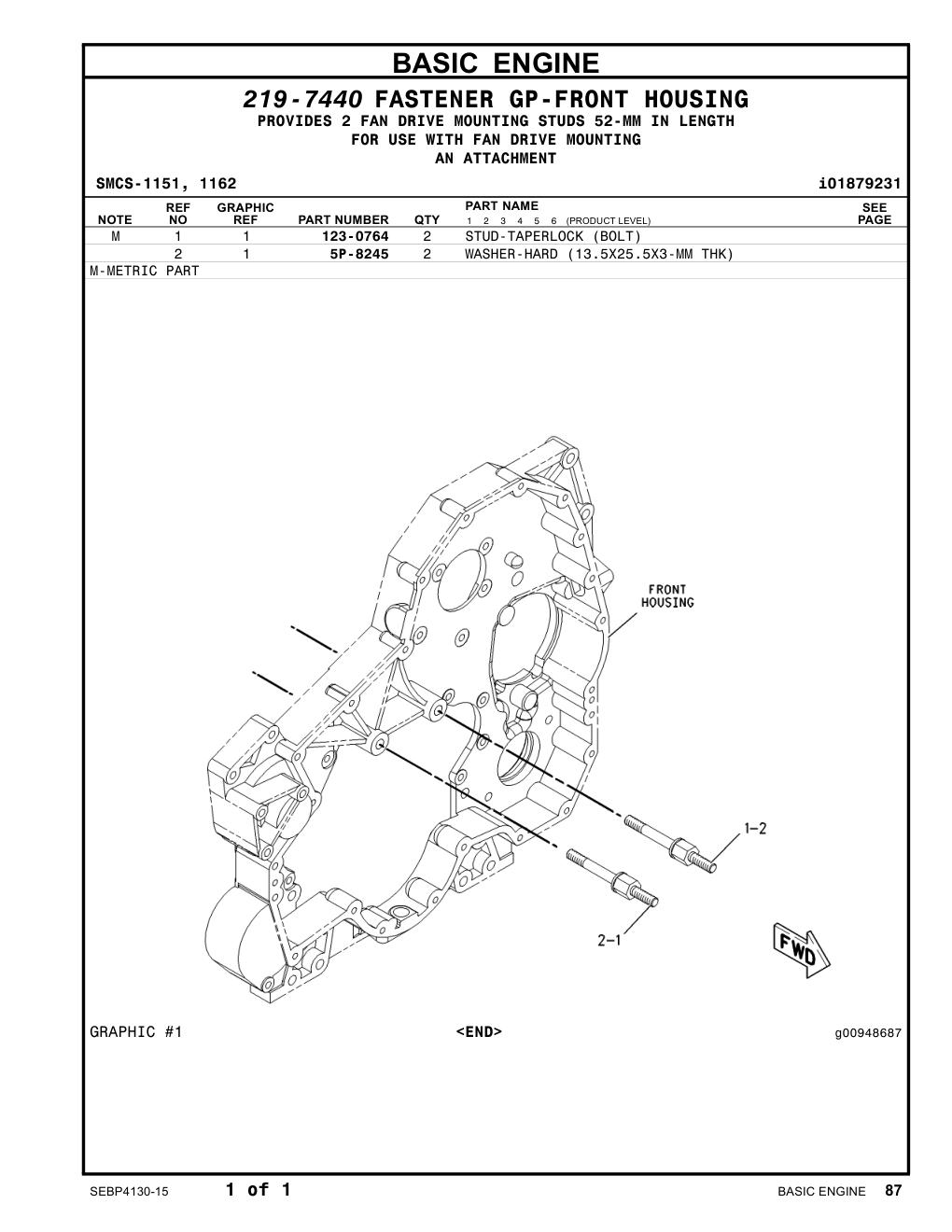 123-0764 - STUD-TAPERLOCK (BOLT)