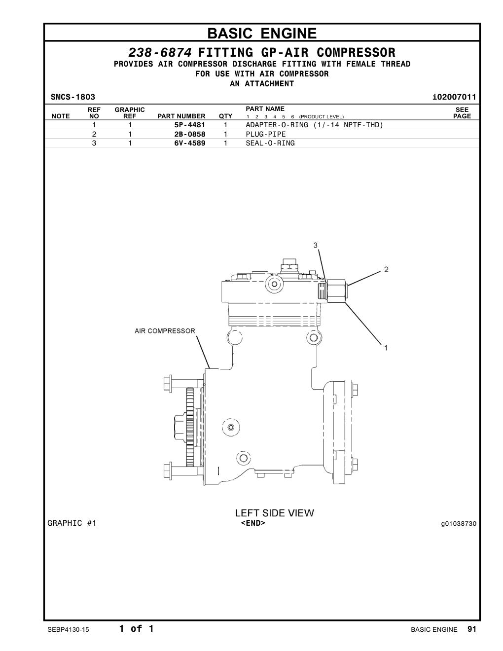 5P-4481 ADAPTER-O-RING (1/-14 NPTF-THD) CAT parts manual diagram