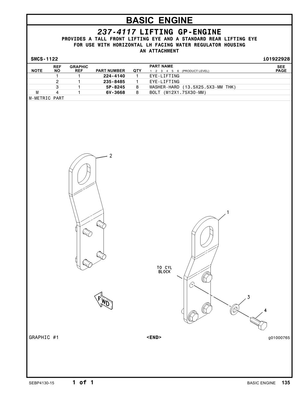 235-8485 EYE-LIFTING CAT parts manual diagram