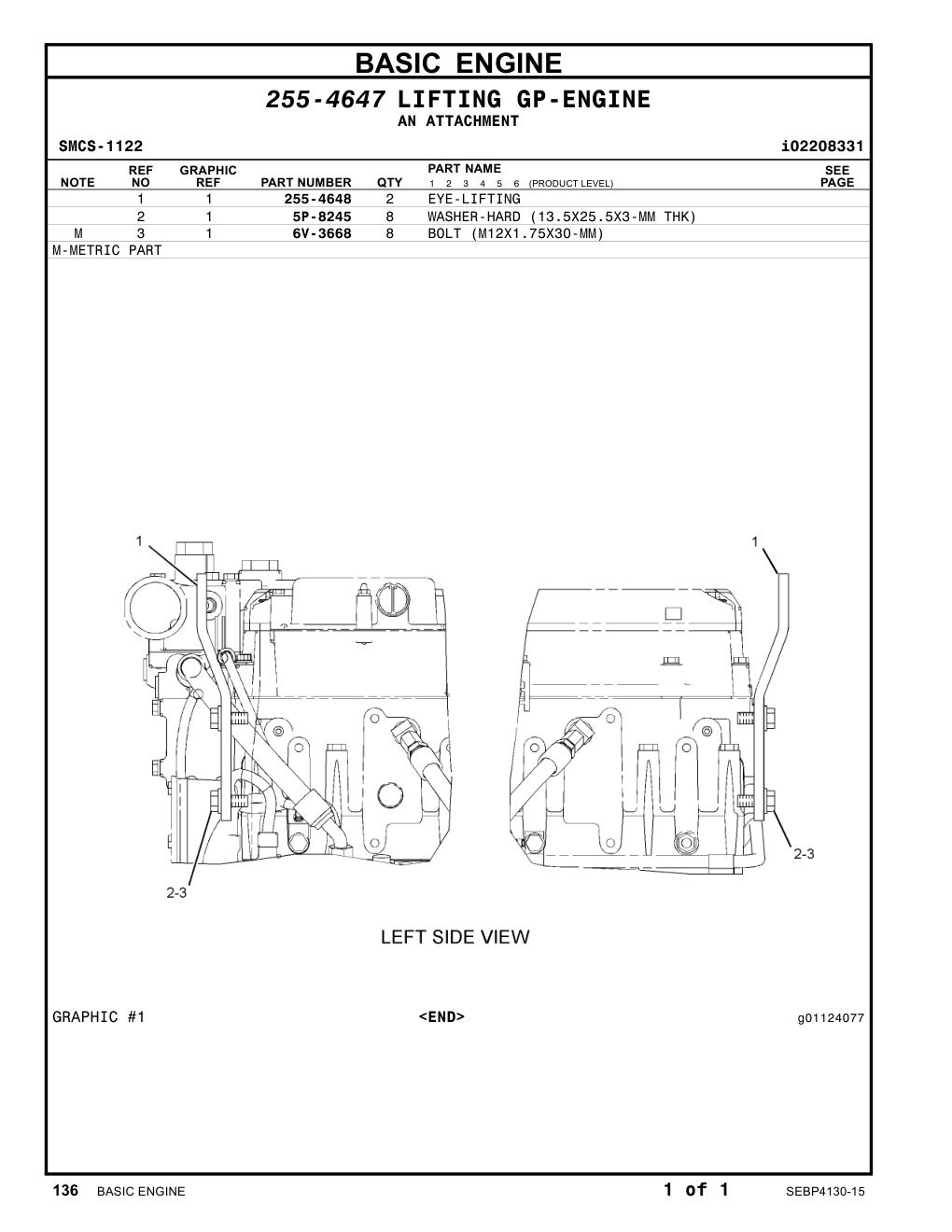 255-4648 EYE-LIFTING CAT parts manual diagram
