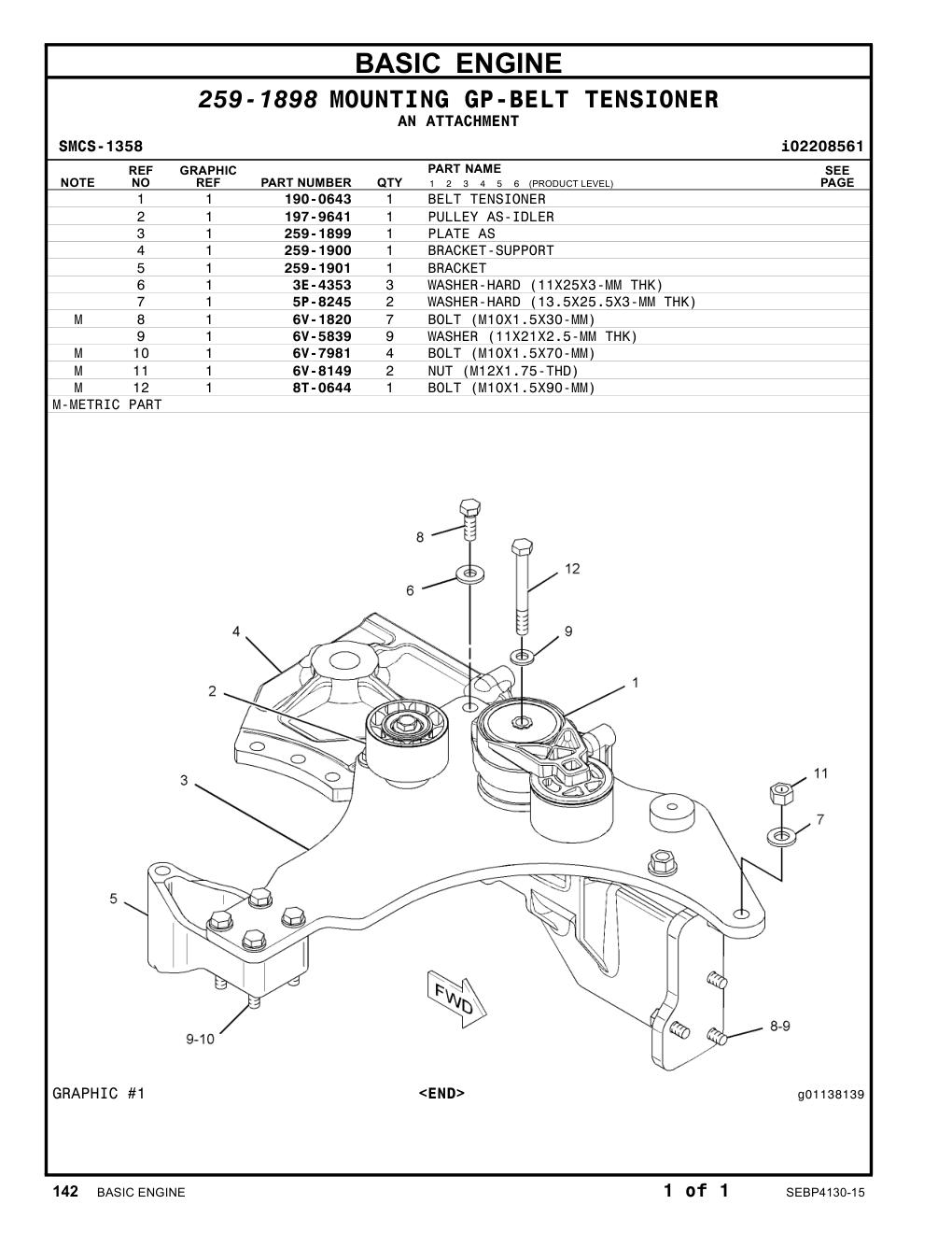 259-1900 BRACKET-SUPPORT CAT parts manual diagram