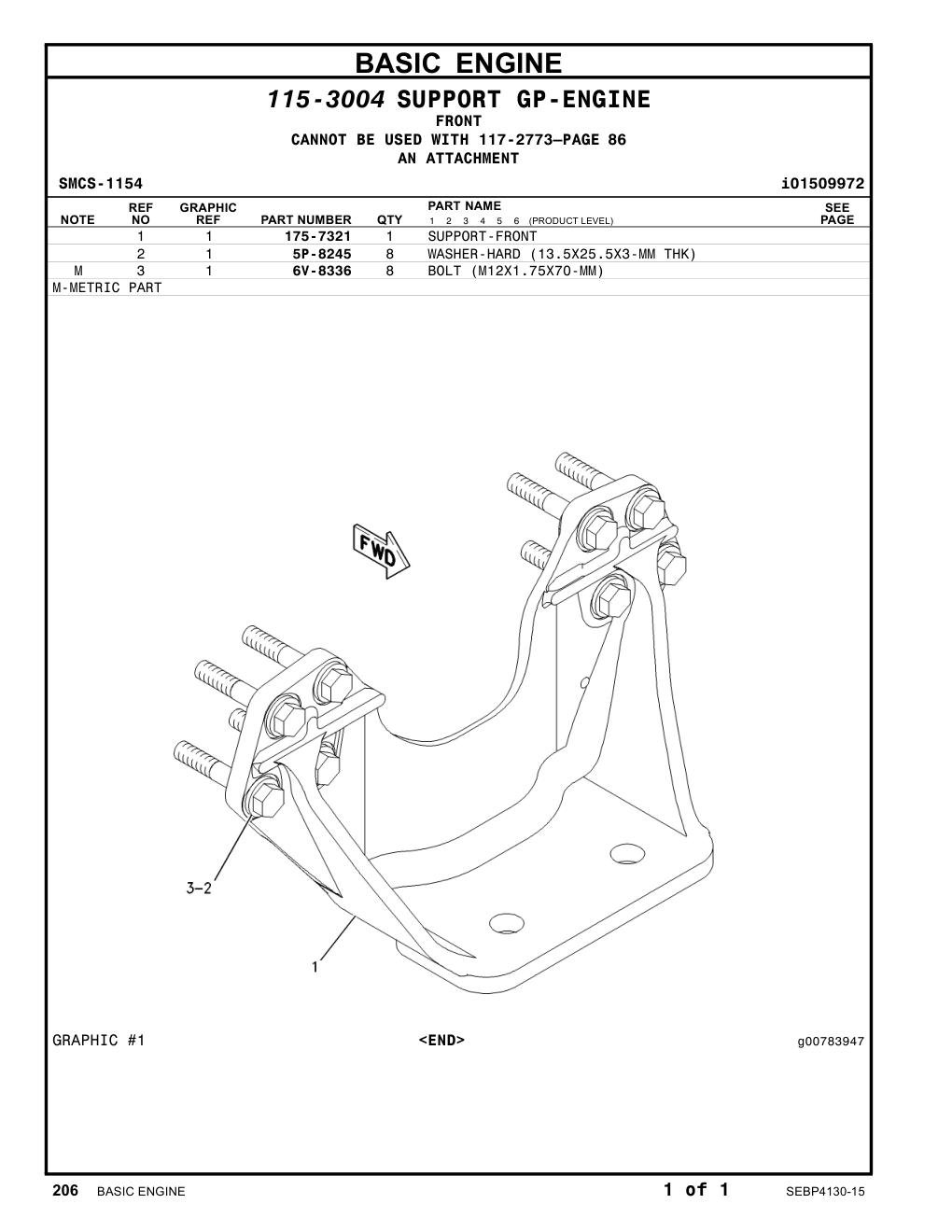 175-7321 SUPPORT-FRONT CAT parts manual diagram