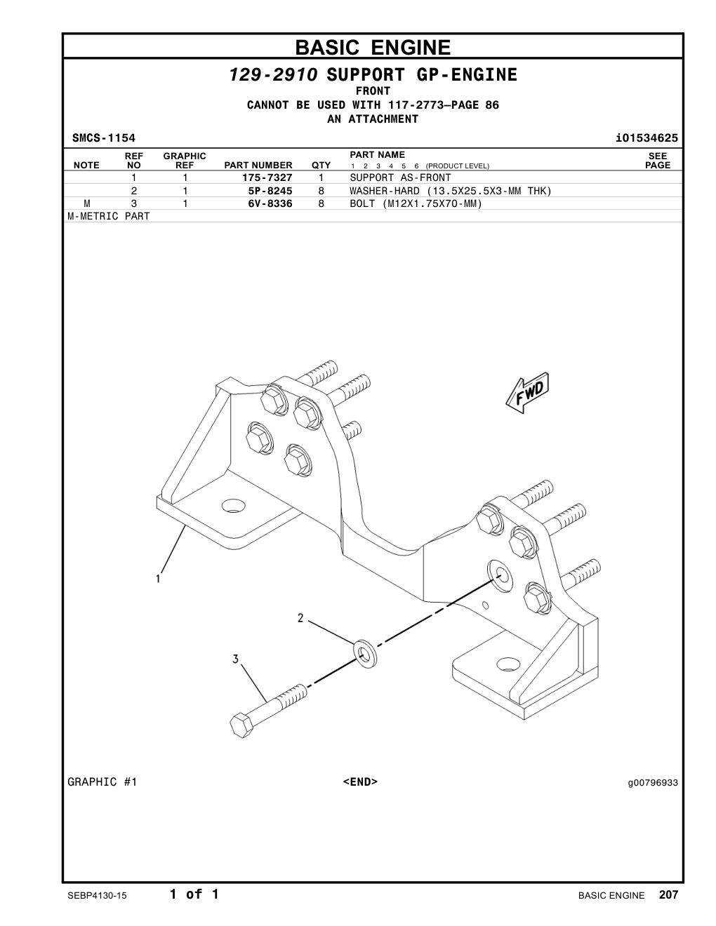 175-7327 SUPPORT AS-FRONT CAT parts manual diagram