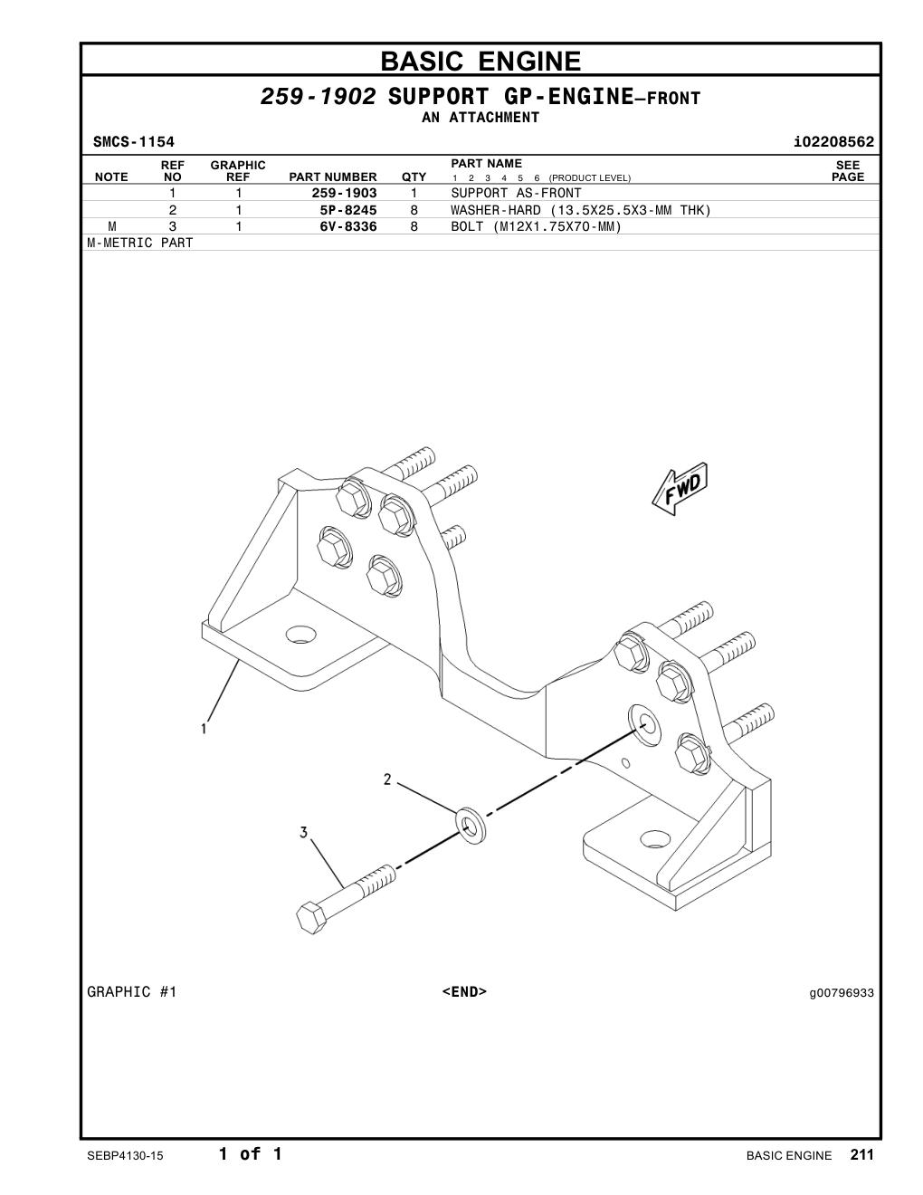 259-1903 SUPPORT AS-FRONT CAT parts manual diagram