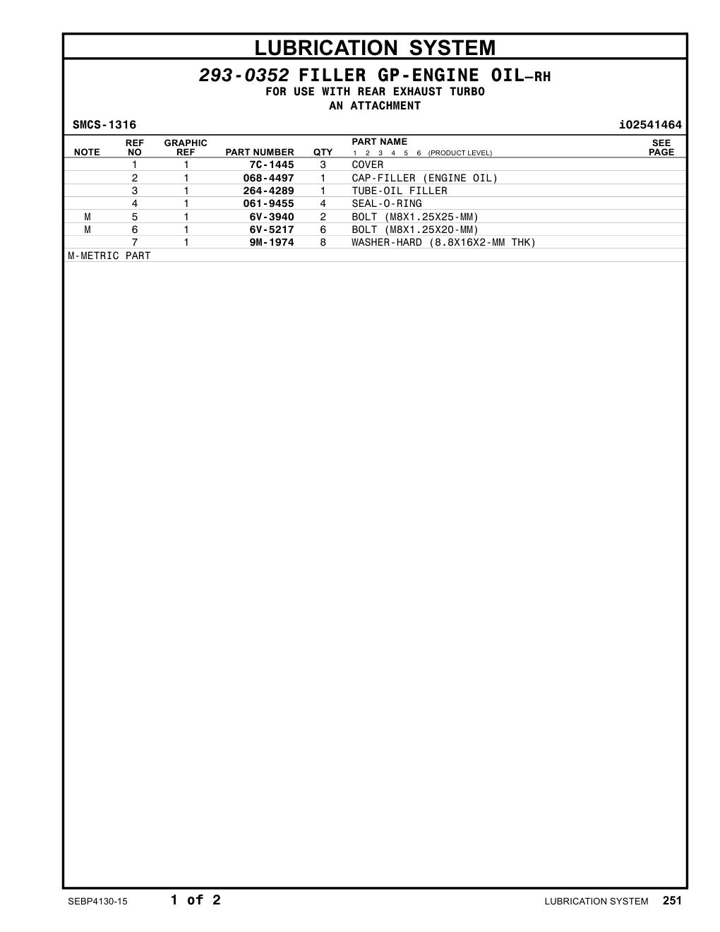 068-4497 CAP-OIL FILLER (ENGINE) CAT parts manual diagram