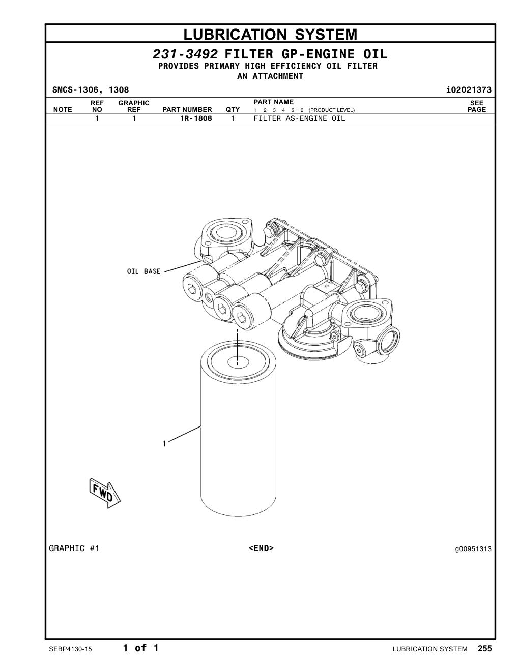 1R-1808 - FILTER-ENGINE OIL (ADVANCED EFFICIENCY)