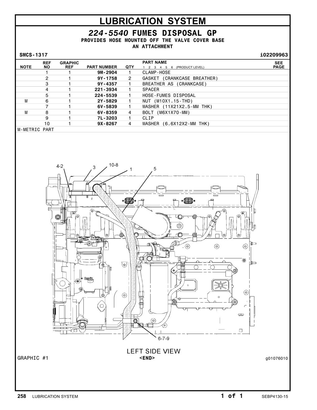 224-5539 HOSE-FUMES DISPOSAL CAT parts manual diagram