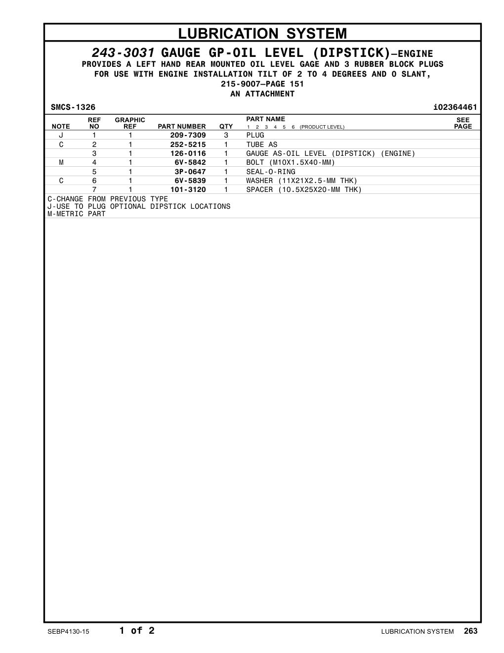 126-0116 - GAUGE AS-OIL LEVEL (DIPSTICK) (ENGINE)