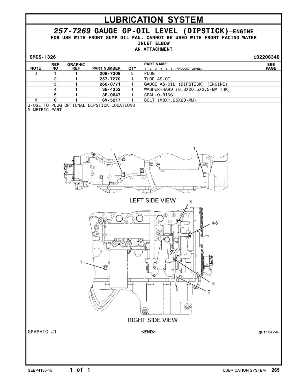 266-0771 GAUGE AS-OIL (DIPSTICK) (ENGINE) CAT parts manual diagram