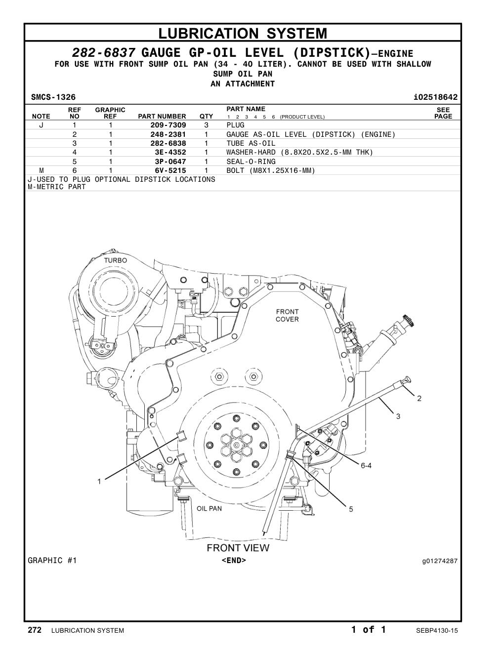 282-6838 TUBE AS-OIL CAT parts manual diagram
