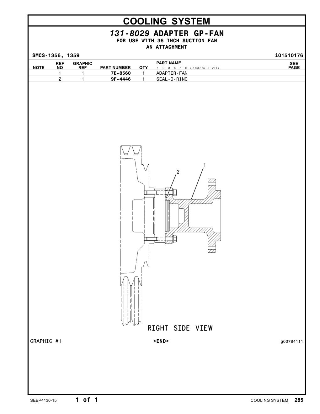 7E-8560 ADAPTER-FAN CAT parts manual diagram