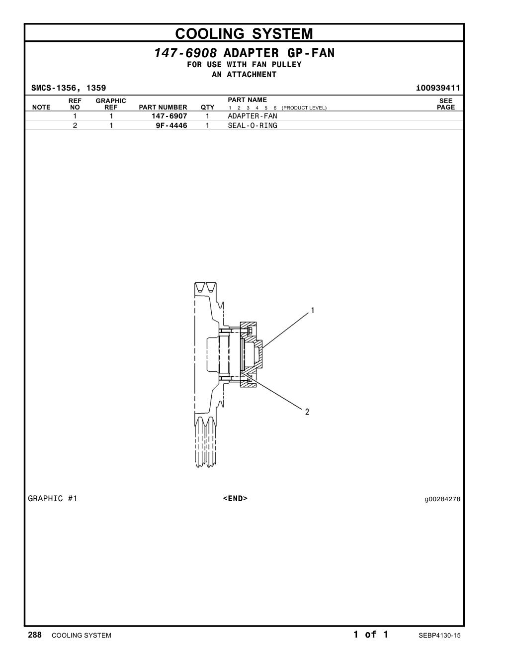 147-6907 ADAPTER-FAN CAT parts manual diagram