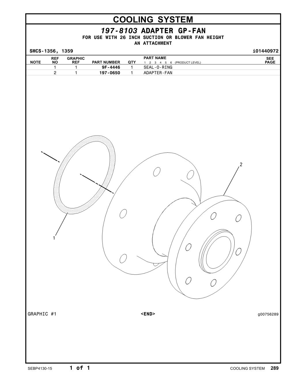 197-0650 ADAPTER-FAN CAT parts manual diagram