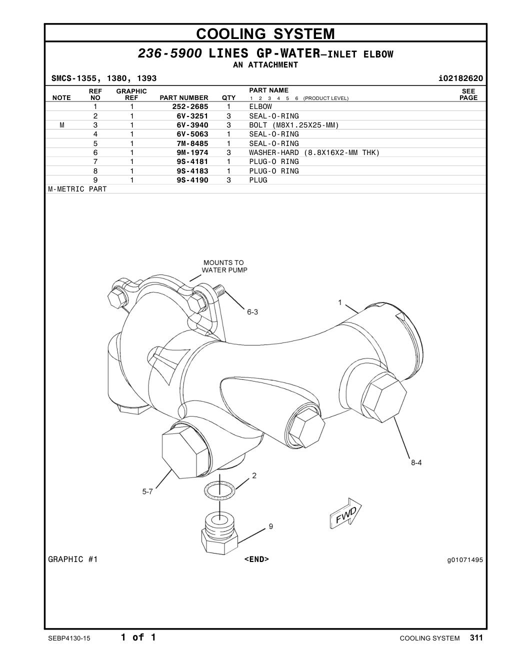 252-2685 ELBOW CAT parts manual diagram