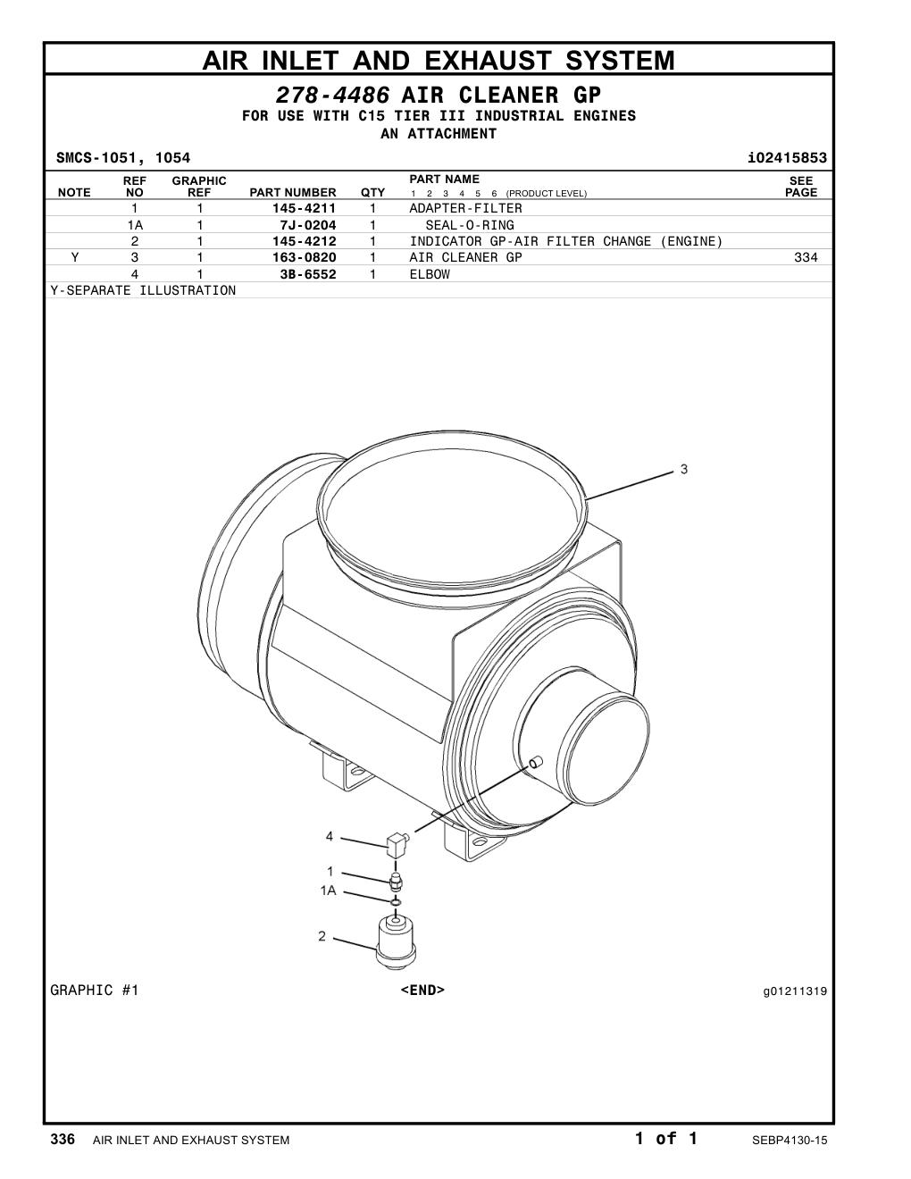 145-4211 ADAPTER-FILTER CAT parts manual diagram