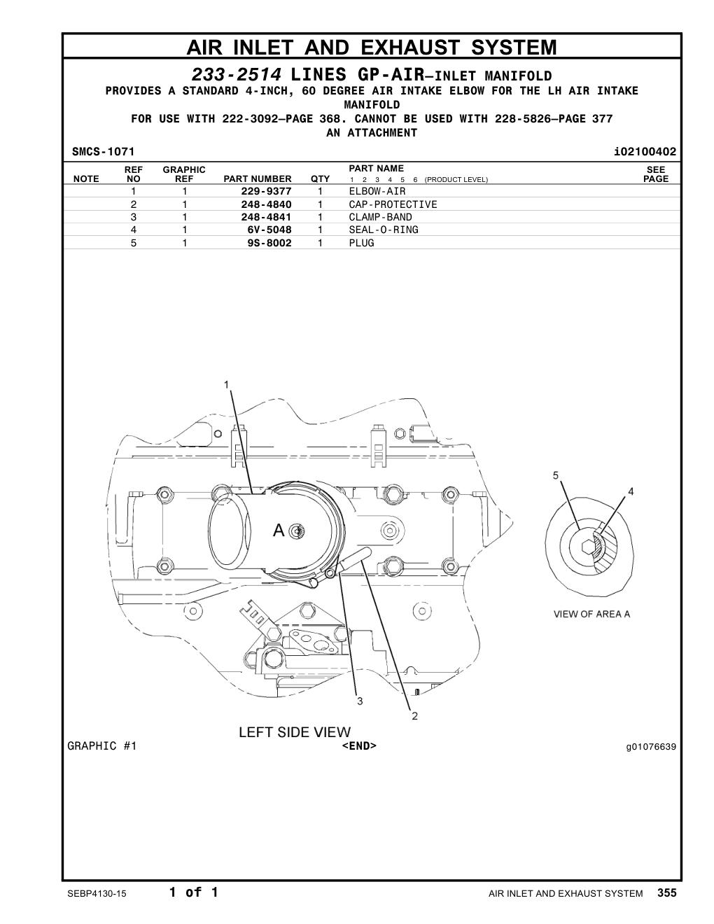 229-9377 ELBOW-AIR CAT parts manual diagram