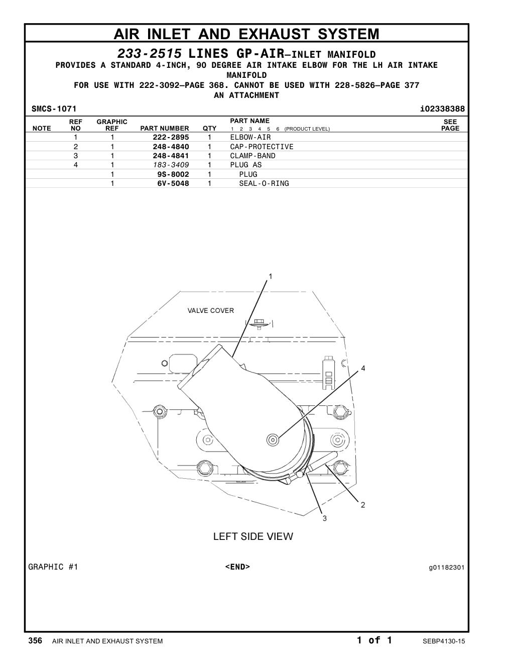 222-2895 ELBOW-AIR CAT parts manual diagram