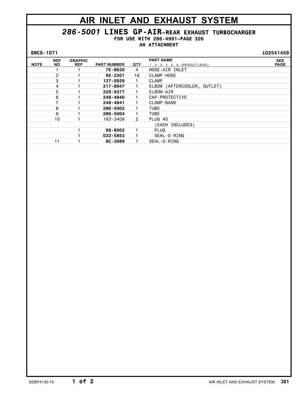286-5004 TUBE CAT parts manual diagram